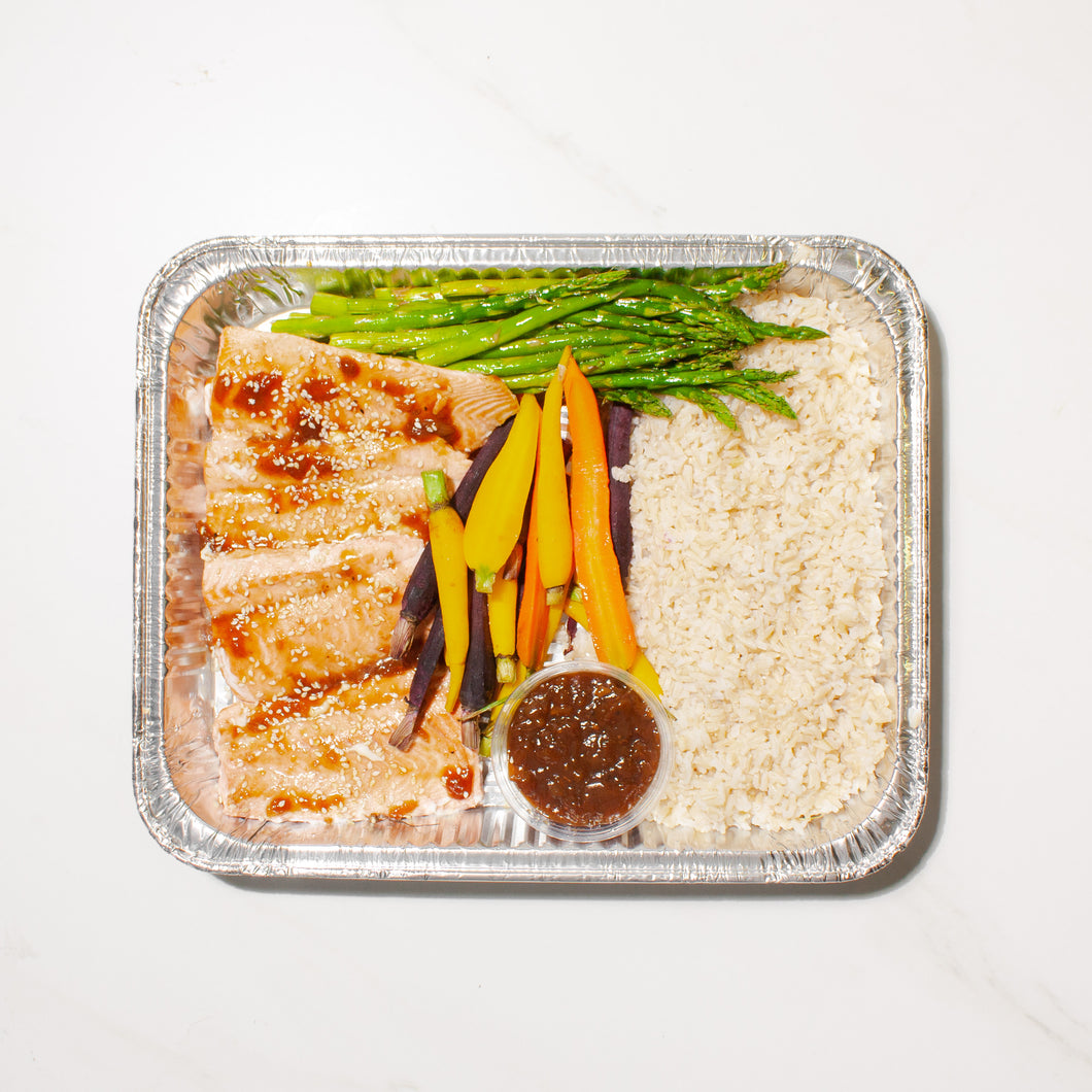Sesame Ginger Glazed Salmon with Rainbow Carrots (4 person & 2 person size meals available)