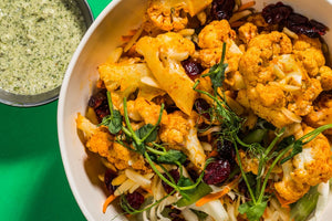 Spicy Cauliflower with Celery, Carrot & Cabbage Salad (Plant-Based)