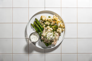Pork Chops with Asparagus & Herb Dip (Keto)