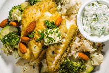 Load image into Gallery viewer, Curried Cod on Rice with Herb Yogurt (Low Carb)
