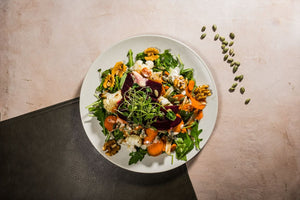 Roasted Beet & Carrot Salad with Maple Tahini Dressing (Plant-Based)