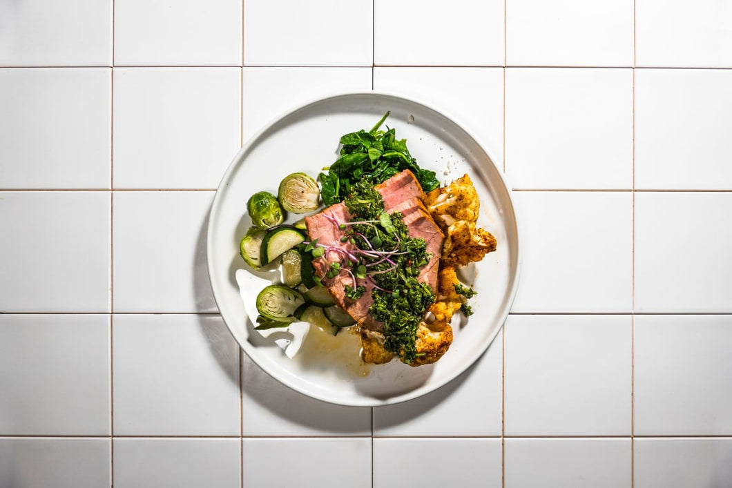 Chimichurri Flank Steak With Roasted Cauliflower (Low Carb)