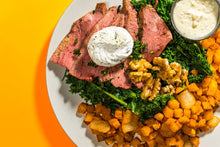 Load image into Gallery viewer, Garlic Butter Steak with Turnips and Wilted Kale (Keto)
